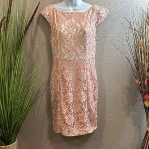 #108 Nikibiki short sleeve floral lace overlay sheath dress size large